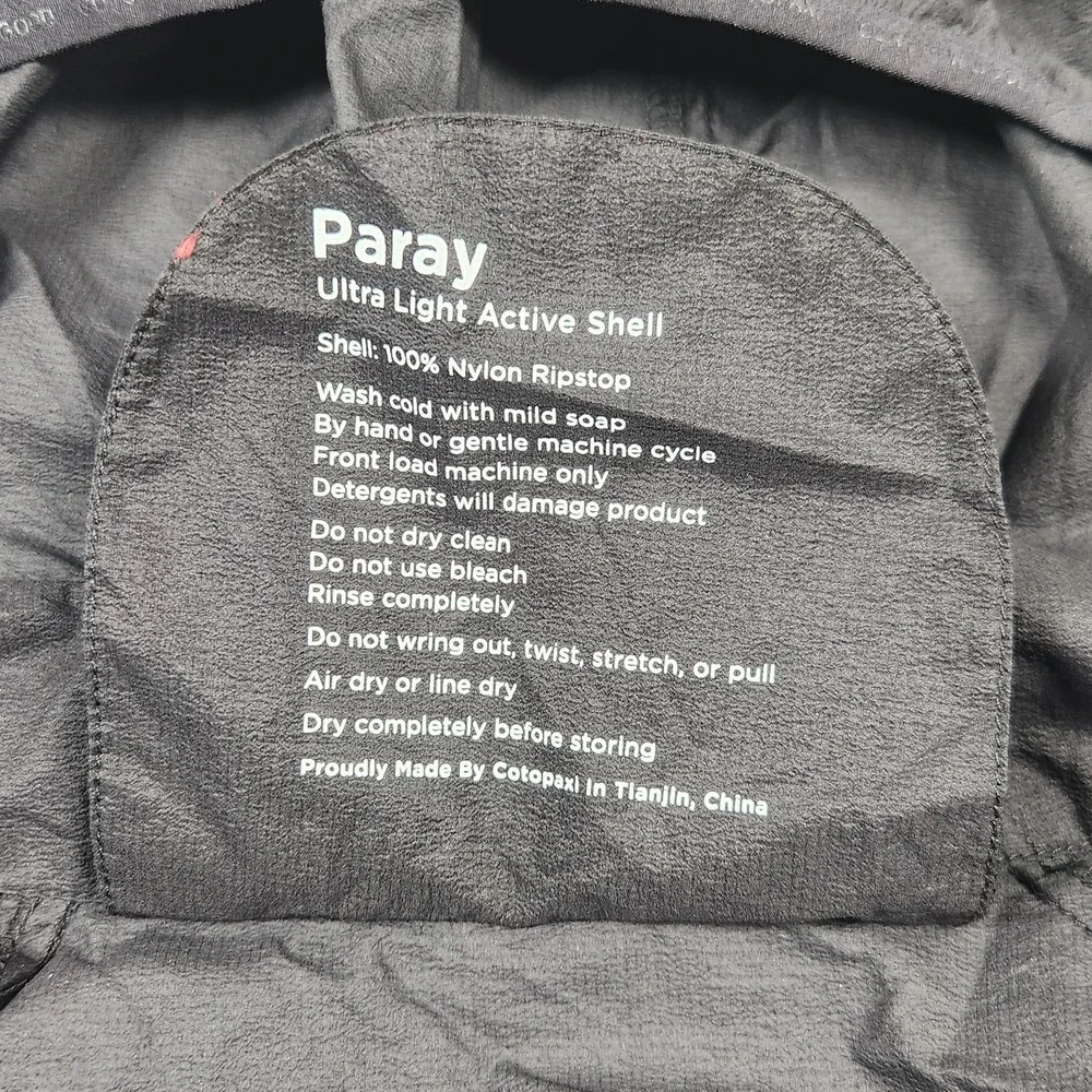 Cotopaxi Jacket Medium Black Paray Ultralight Active Shell Packable Windbreaker - Picture 4 of 12